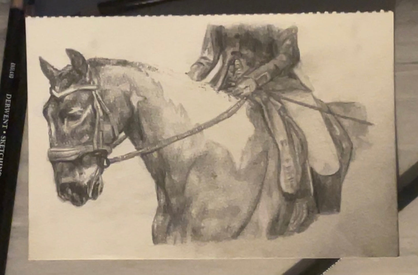 Personalised Equine Charcoal Pencil Drawing